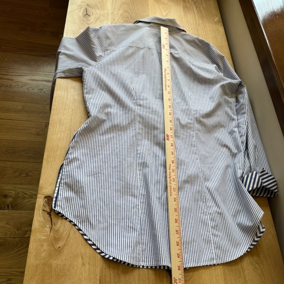 CHICOS TUNIC TOP STRIPED TIE WAIST LONG SLEEVES COASTAL GRANDMA NAUTICAL 8-10 - Picture 10 of 12